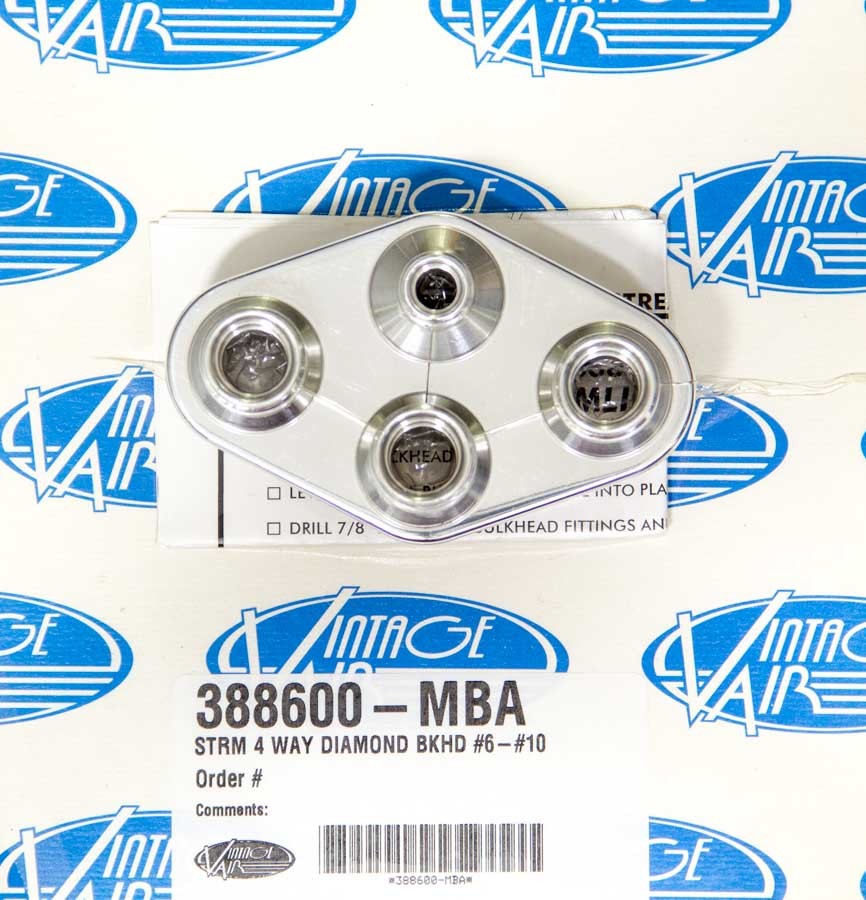 VIN388600-MBA 4 Way Diamond Bulkhead #6 & #10 Male O-Ring