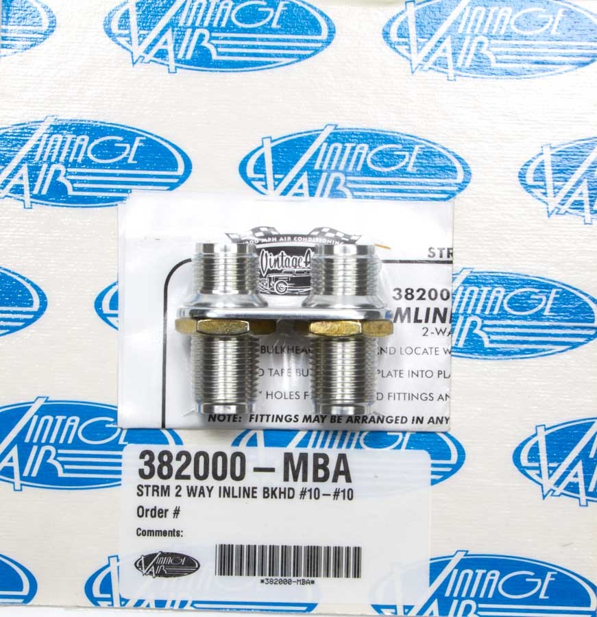 VIN382000-MBA 2 Way In Line Bulkhead #10 and #10 O-Ring