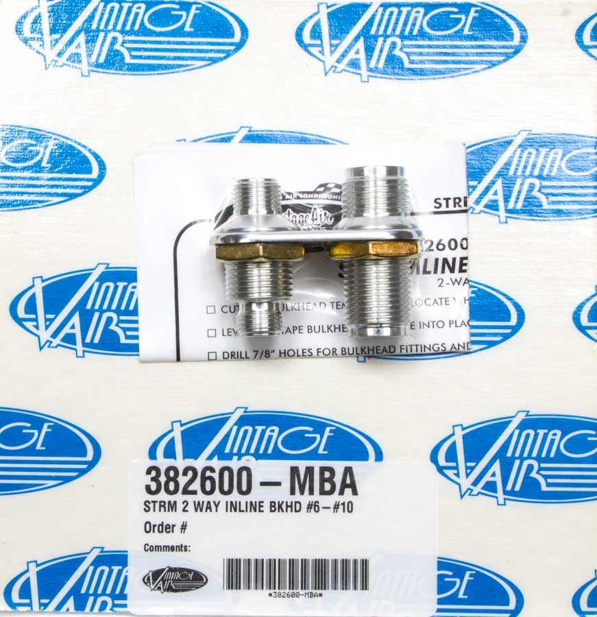 VIN382600-MBA 2 Way In Line Bulkhead #6 and #10 O-Ring