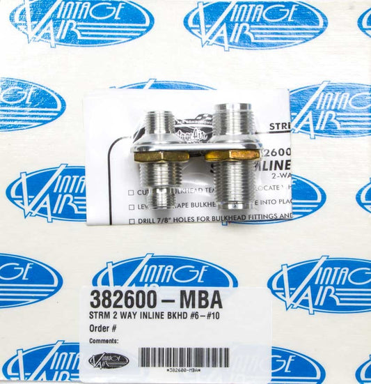 VIN382600-MBA 2 Way In Line Bulkhead #6 and #10 O-Ring