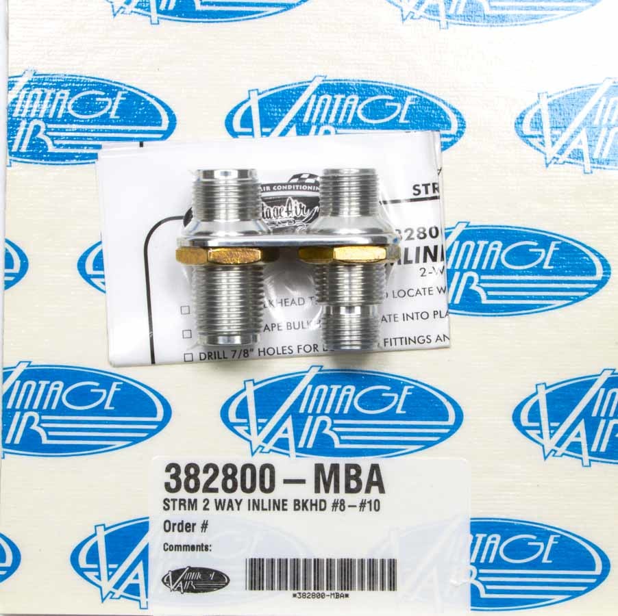 VIN382800-MBA 2 Way In Line Bulkhead #8 and #10 O-Ring