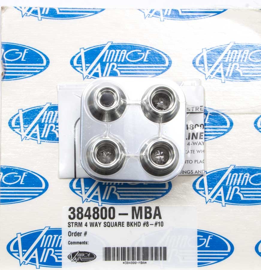 VIN384800-MBA 4 Way Square Bulkhead #8 and #10 O-Ring