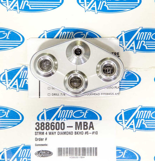 VIN388600-MBA 4 Way Diamond Bulkhead #6 & #10 Male O-Ring
