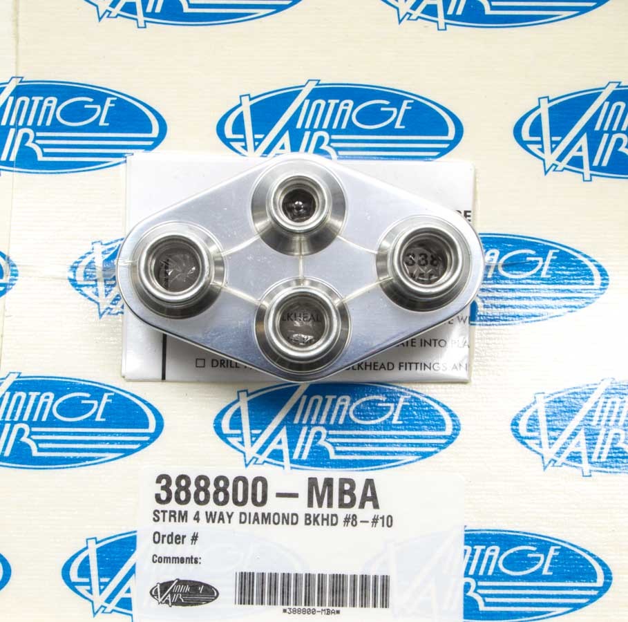 VIN388800-MBA 4 Way Diamond Bulkhead #8 and #10 O-Ring