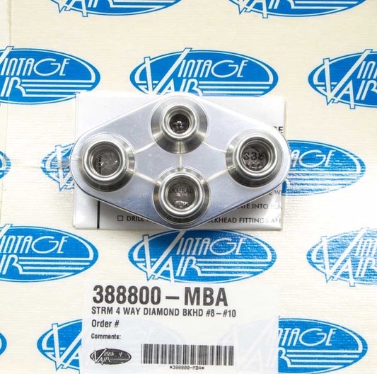 VIN388800-MBA 4 Way Diamond Bulkhead #8 and #10 O-Ring
